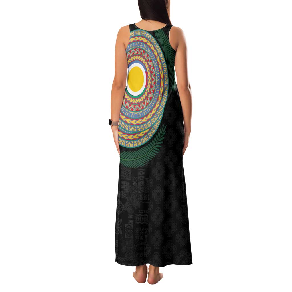 Shefa Tribal Tattoo with Namele Leaves Family Matching Tank Maxi Dress and Hawaiian Shirt