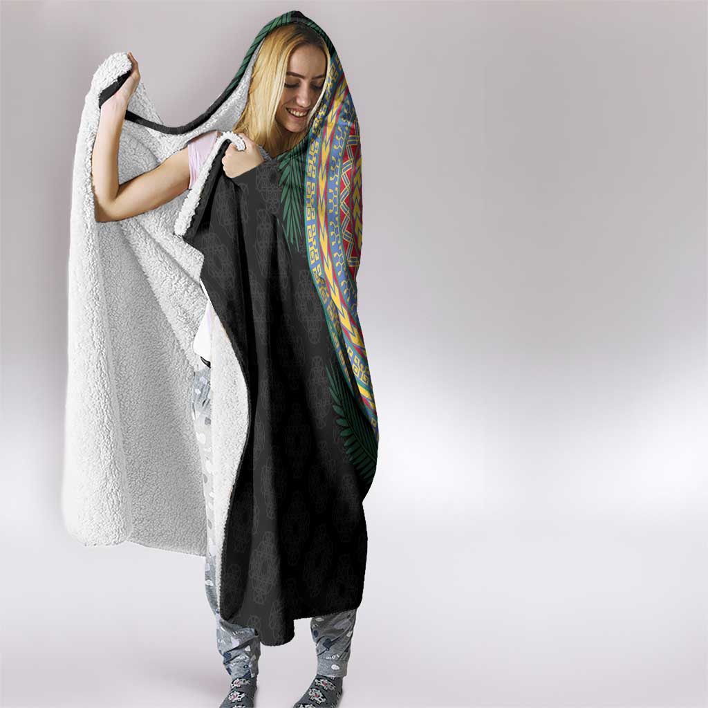 Shefa Tribal Tattoo with Namele Leaves Hooded Blanket