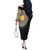 Shefa Tribal Tattoo with Namele Leaves Off The Shoulder Long Sleeve Dress