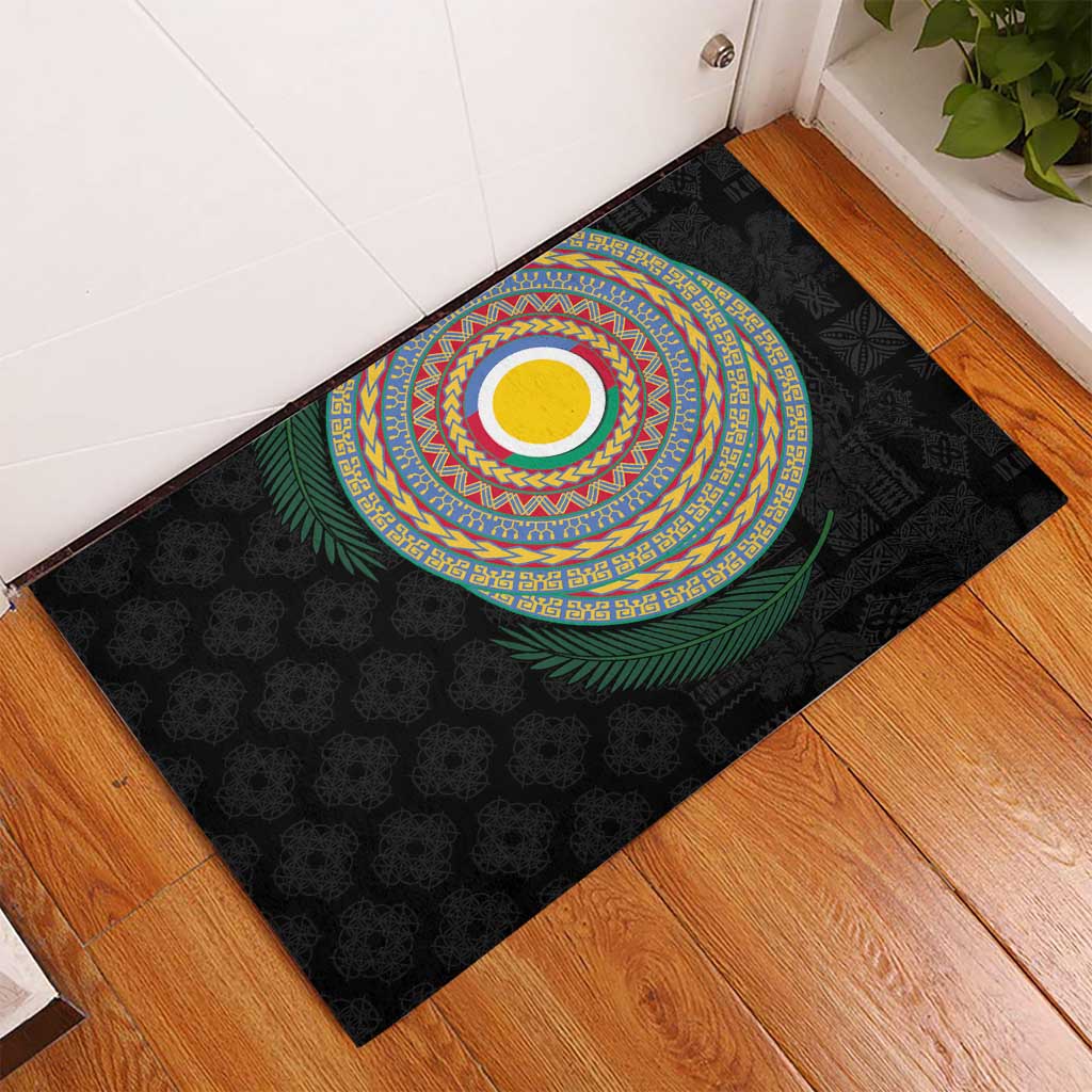 Shefa Tribal Tattoo with Namele Leaves Rubber Doormat