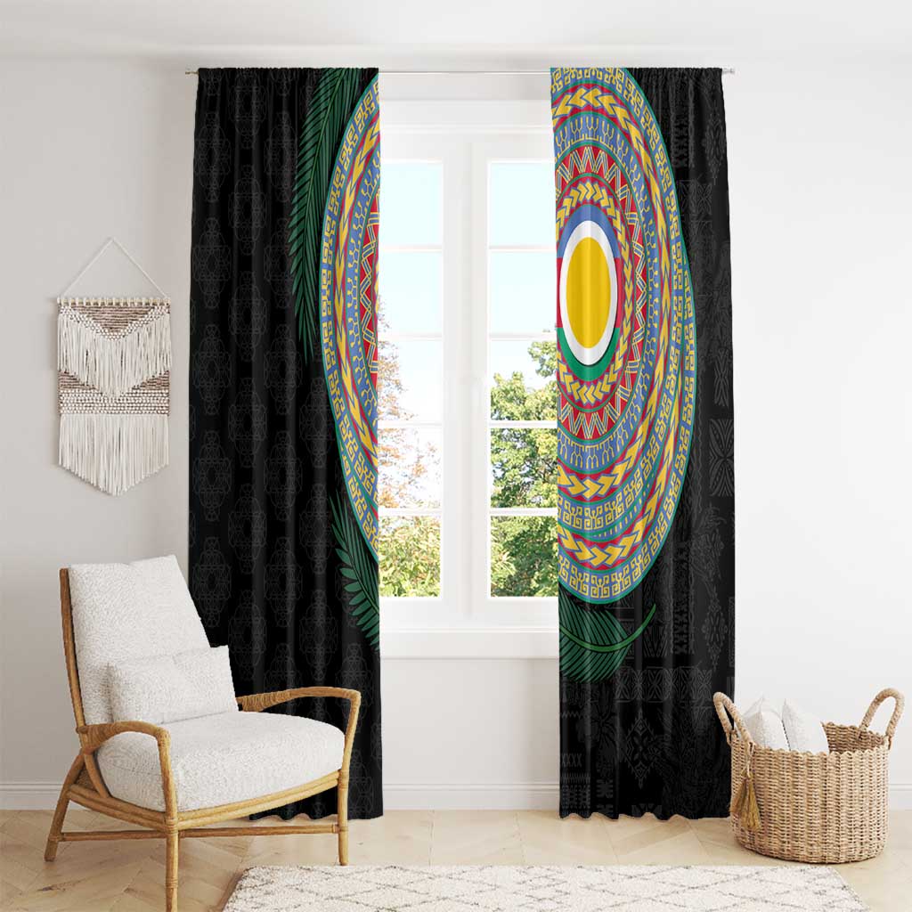 Shefa Tribal Tattoo with Namele Leaves Window Curtain