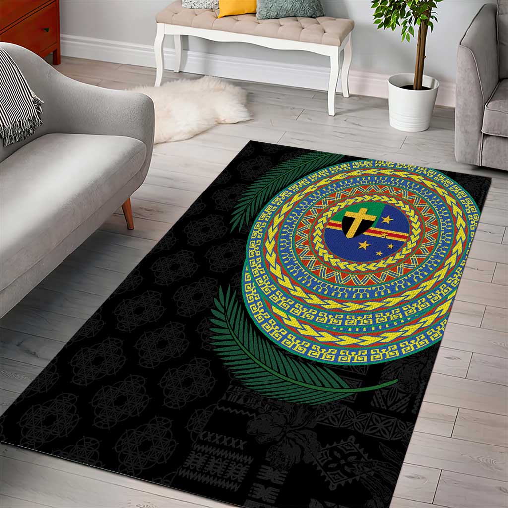 Tafea Tribal Tattoo with Namele Leaves Area Rug