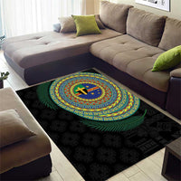 Tafea Tribal Tattoo with Namele Leaves Area Rug