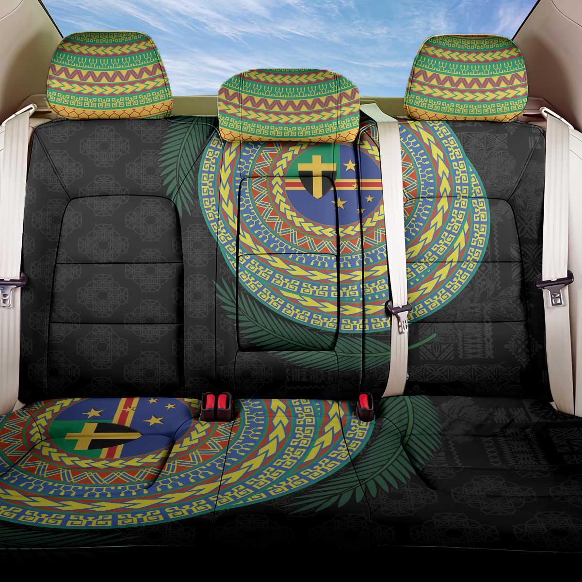 Tafea Tribal Tattoo with Namele Leaves Back Car Seat Cover