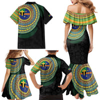Tafea Tribal Tattoo with Namele Leaves Family Matching Mermaid Dress and Hawaiian Shirt LT03 - Polynesian Pride