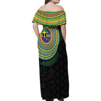 Tafea Tribal Tattoo with Namele Leaves Family Matching Off Shoulder Maxi Dress and Hawaiian Shirt LT03 - Polynesian Pride