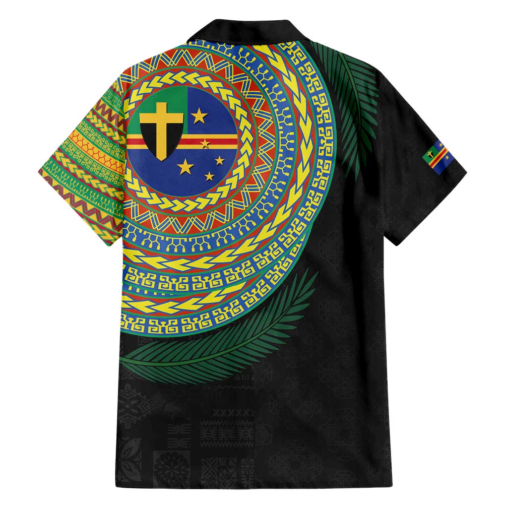 Tafea Tribal Tattoo with Namele Leaves Family Matching Off Shoulder Short Dress and Hawaiian Shirt LT03 - Polynesian Pride