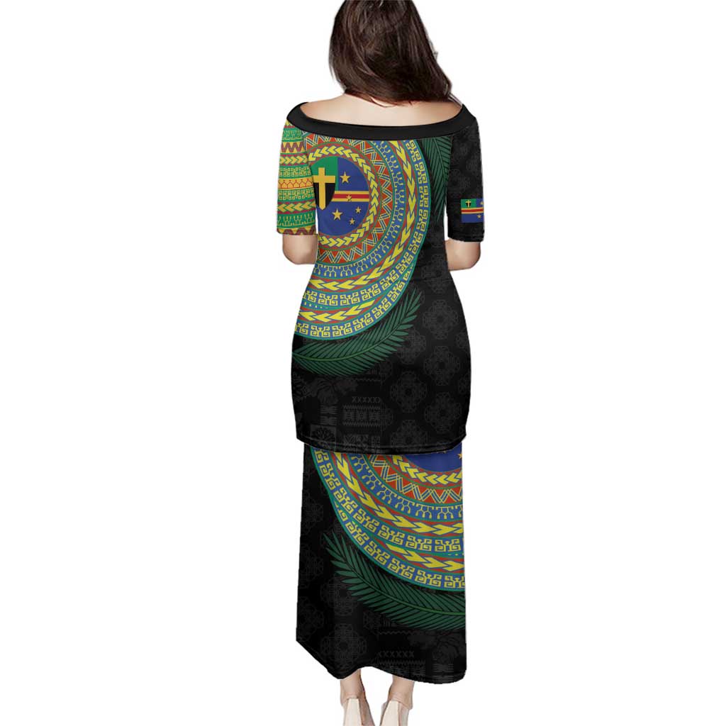 Tafea Tribal Tattoo with Namele Leaves Family Matching Puletasi and Hawaiian Shirt LT03 - Polynesian Pride
