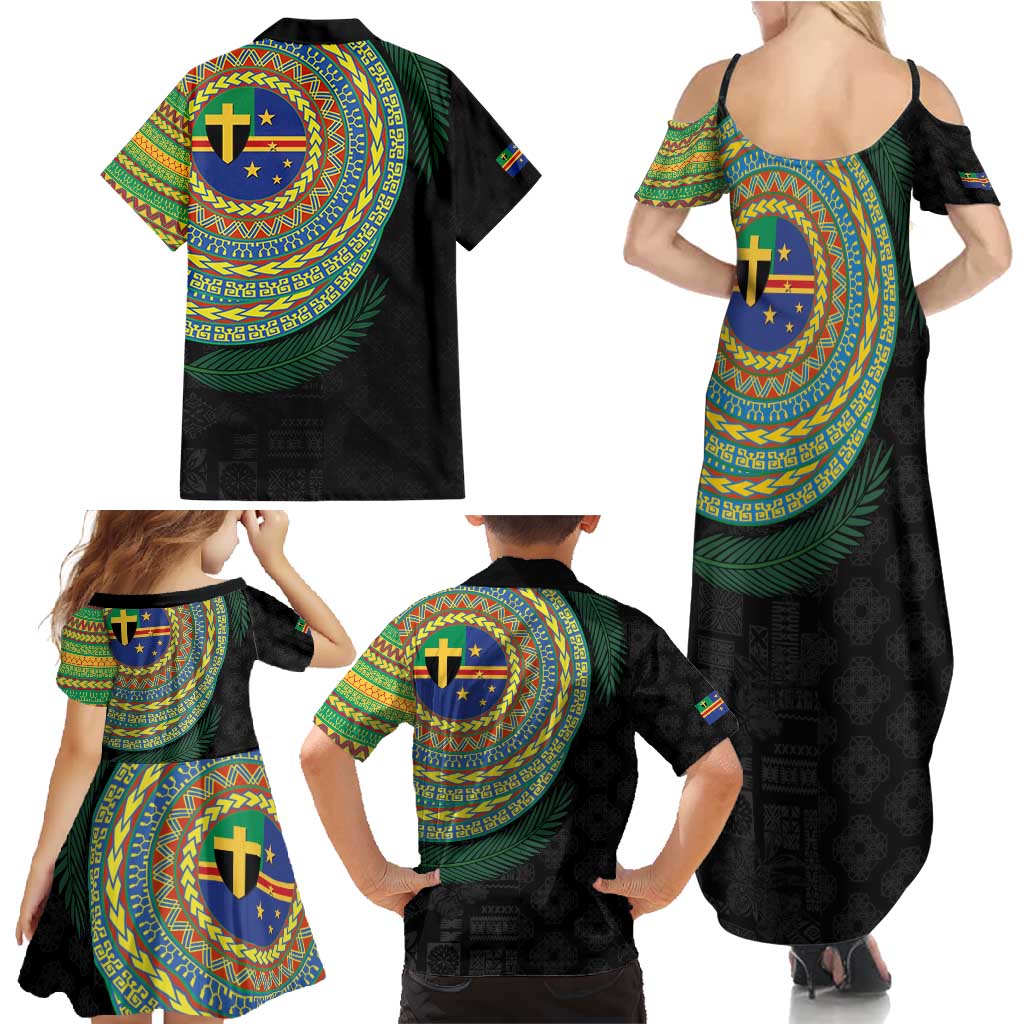 Tafea Tribal Tattoo with Namele Leaves Family Matching Summer Maxi Dress and Hawaiian Shirt LT03 - Polynesian Pride