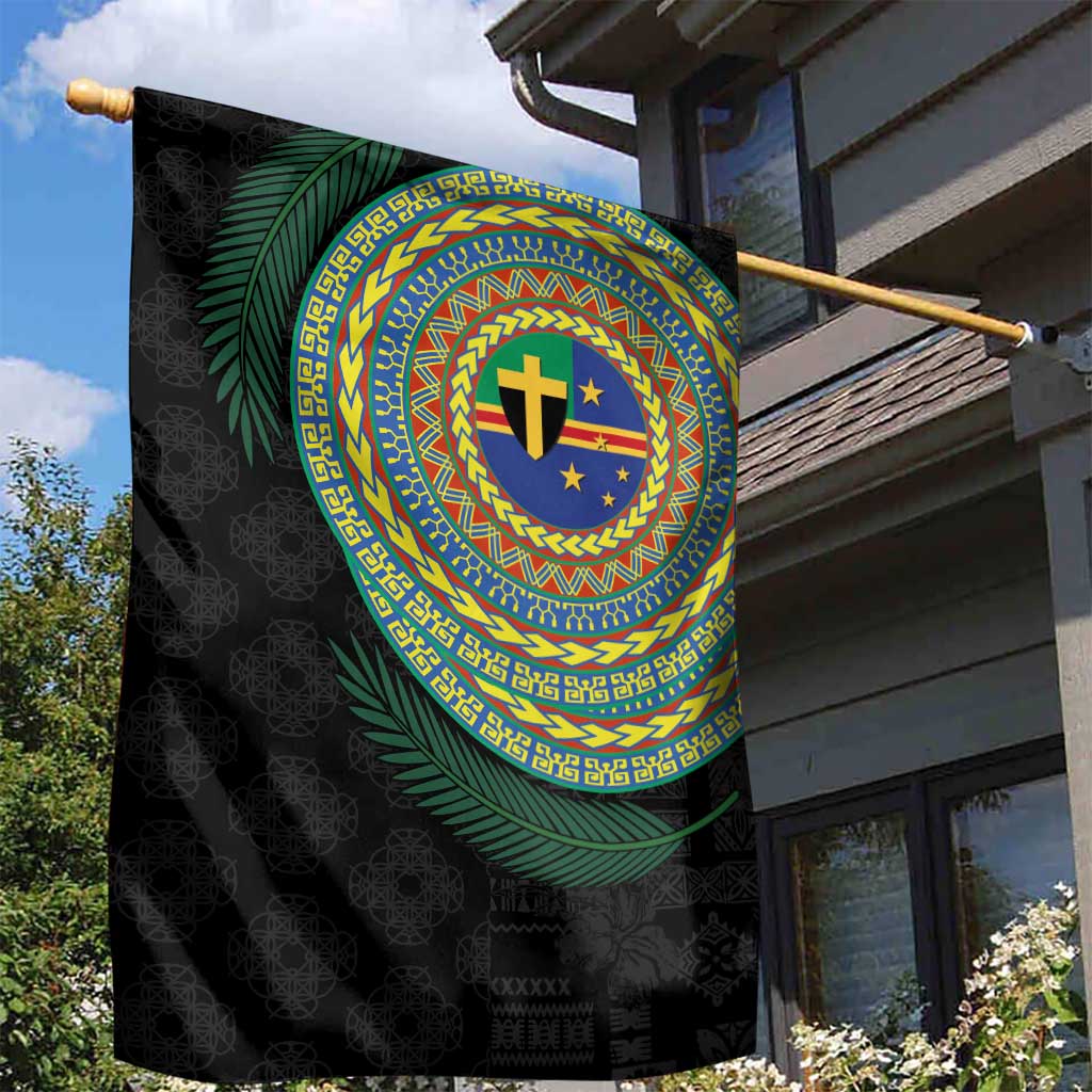 Tafea Tribal Tattoo with Namele Leaves Garden Flag