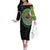 Tafea Tribal Tattoo with Namele Leaves Off The Shoulder Long Sleeve Dress