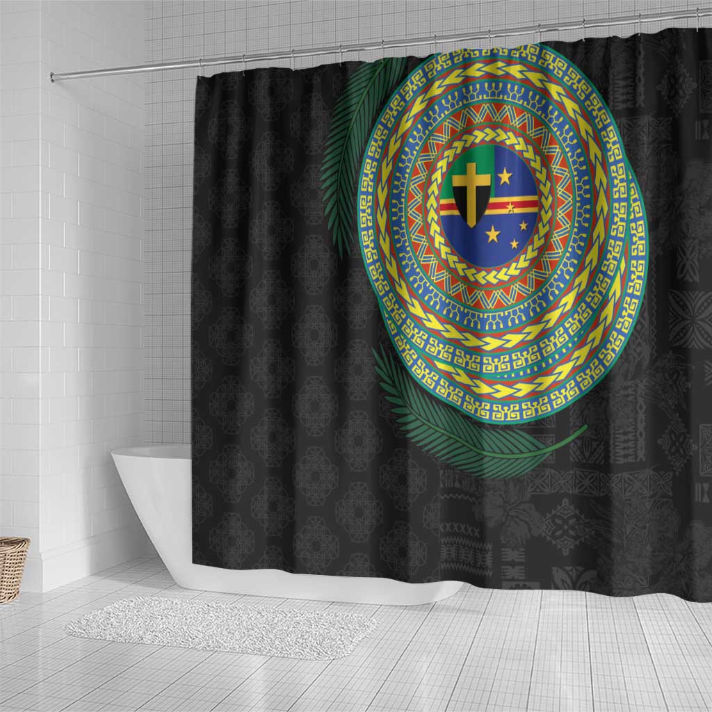 Tafea Tribal Tattoo with Namele Leaves Shower Curtain