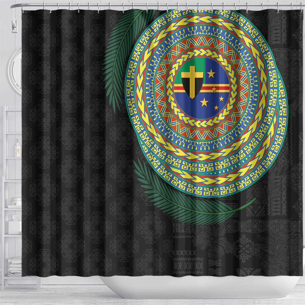 Tafea Tribal Tattoo with Namele Leaves Shower Curtain