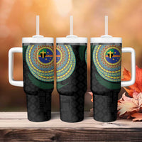 Tafea Tribal Tattoo with Namele Leaves Tumbler With Handle