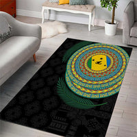 Malampa Tribal Tattoo with Namele Leaves Area Rug