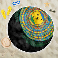 Malampa Tribal Tattoo with Namele Leaves Beach Blanket