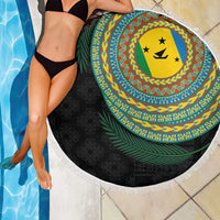 Malampa Tribal Tattoo with Namele Leaves Beach Blanket