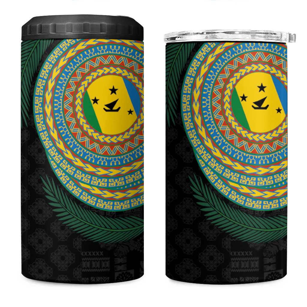 Malampa Tribal Tattoo with Namele Leaves 4 in 1 Can Cooler Tumbler