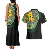 Malampa Tribal Tattoo with Namele Leaves Couples Matching Tank Maxi Dress and Hawaiian Shirt LT03 - Polynesian Pride