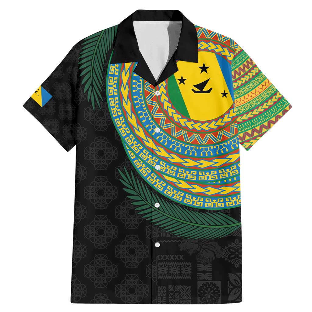Malampa Tribal Tattoo with Namele Leaves Family Matching Mermaid Dress and Hawaiian Shirt LT03 Dad's Shirt - Short Sleeve Black - Polynesian Pride