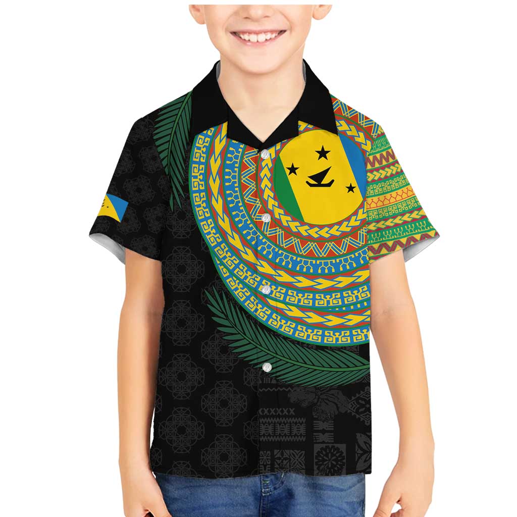 Malampa Tribal Tattoo with Namele Leaves Family Matching Mermaid Dress and Hawaiian Shirt LT03 Son's Shirt Black - Polynesian Pride