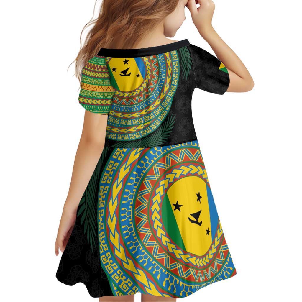 Malampa Tribal Tattoo with Namele Leaves Family Matching Off Shoulder Short Dress and Hawaiian Shirt LT03 - Polynesian Pride