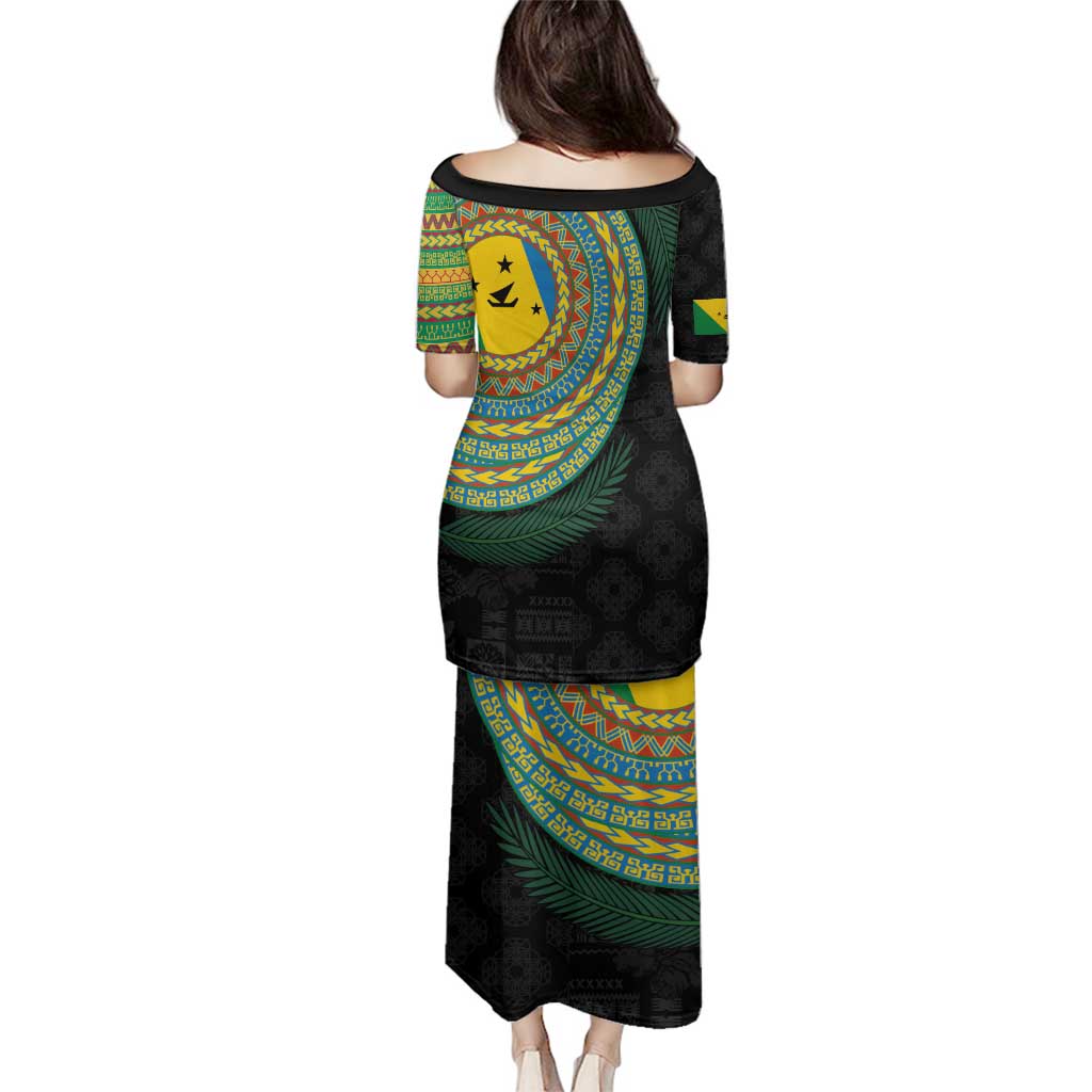 Malampa Tribal Tattoo with Namele Leaves Family Matching Puletasi and Hawaiian Shirt LT03 - Polynesian Pride