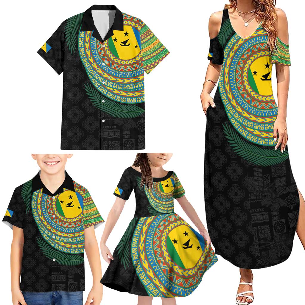Malampa Tribal Tattoo with Namele Leaves Family Matching Summer Maxi Dress and Hawaiian Shirt LT03 - Polynesian Pride