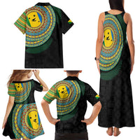 Malampa Tribal Tattoo with Namele Leaves Family Matching Tank Maxi Dress and Hawaiian Shirt
