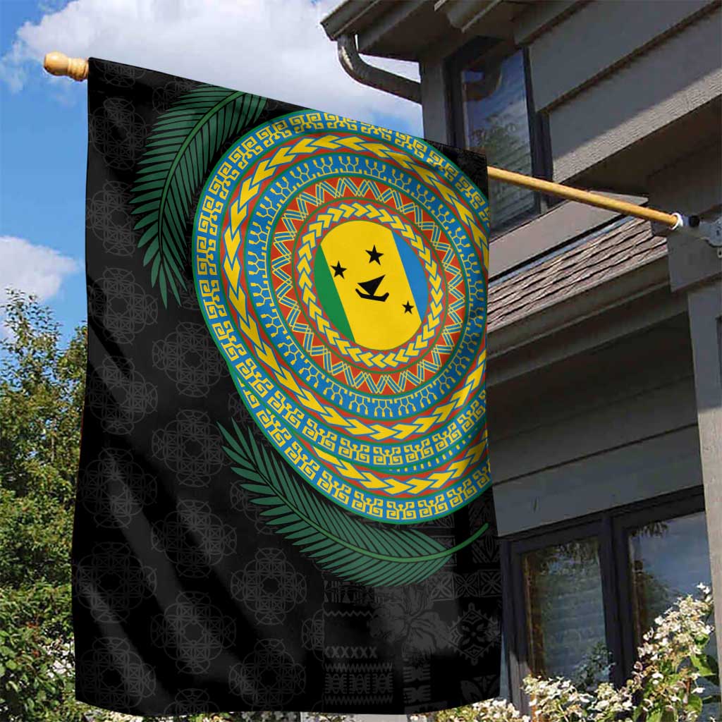 Malampa Tribal Tattoo with Namele Leaves Garden Flag