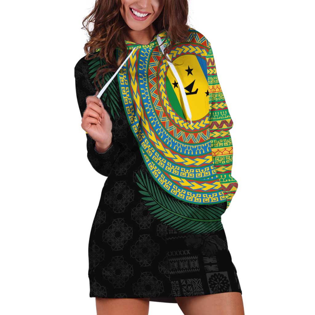 Malampa Tribal Tattoo with Namele Leaves Hoodie Dress