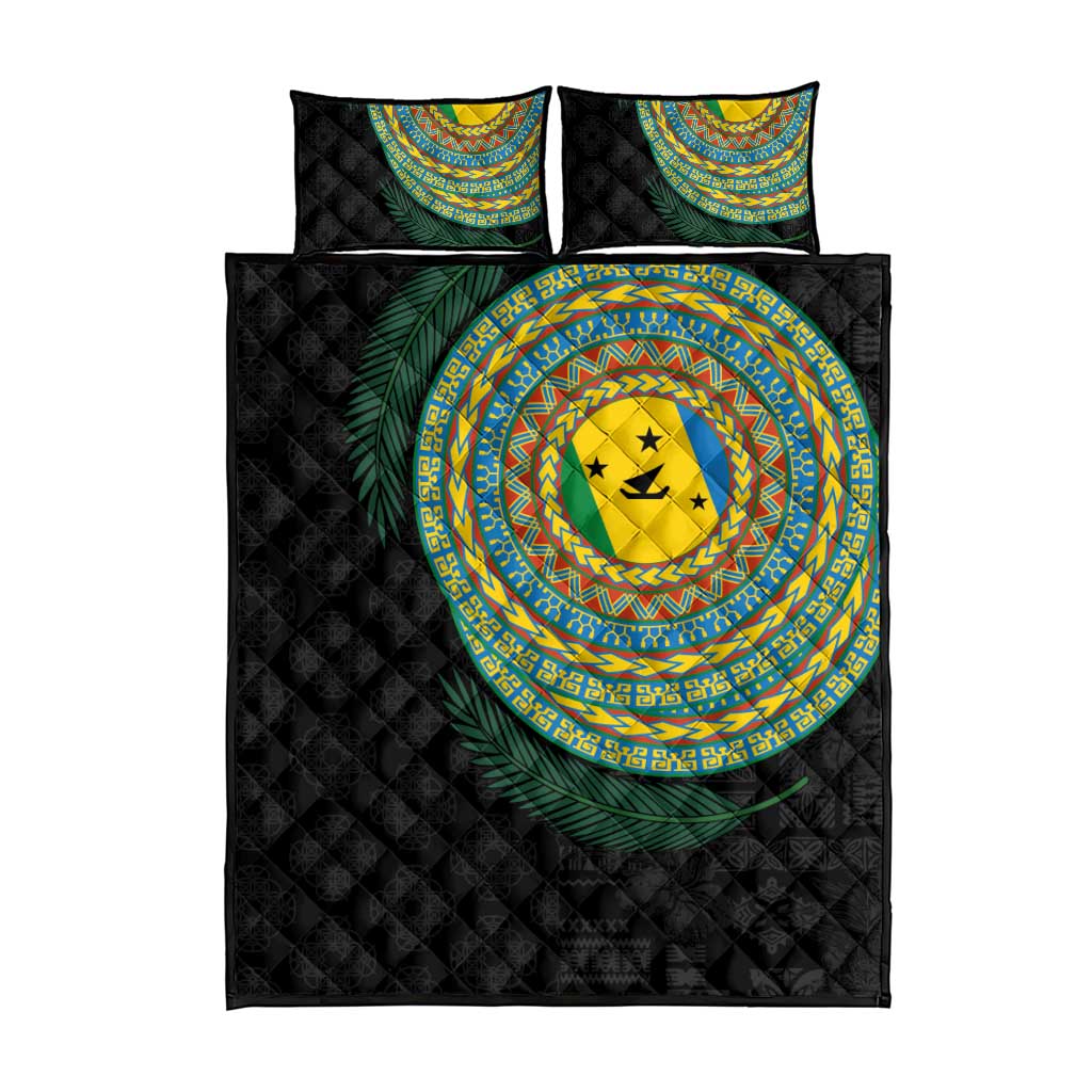 Malampa Tribal Tattoo with Namele Leaves Quilt Bed Set