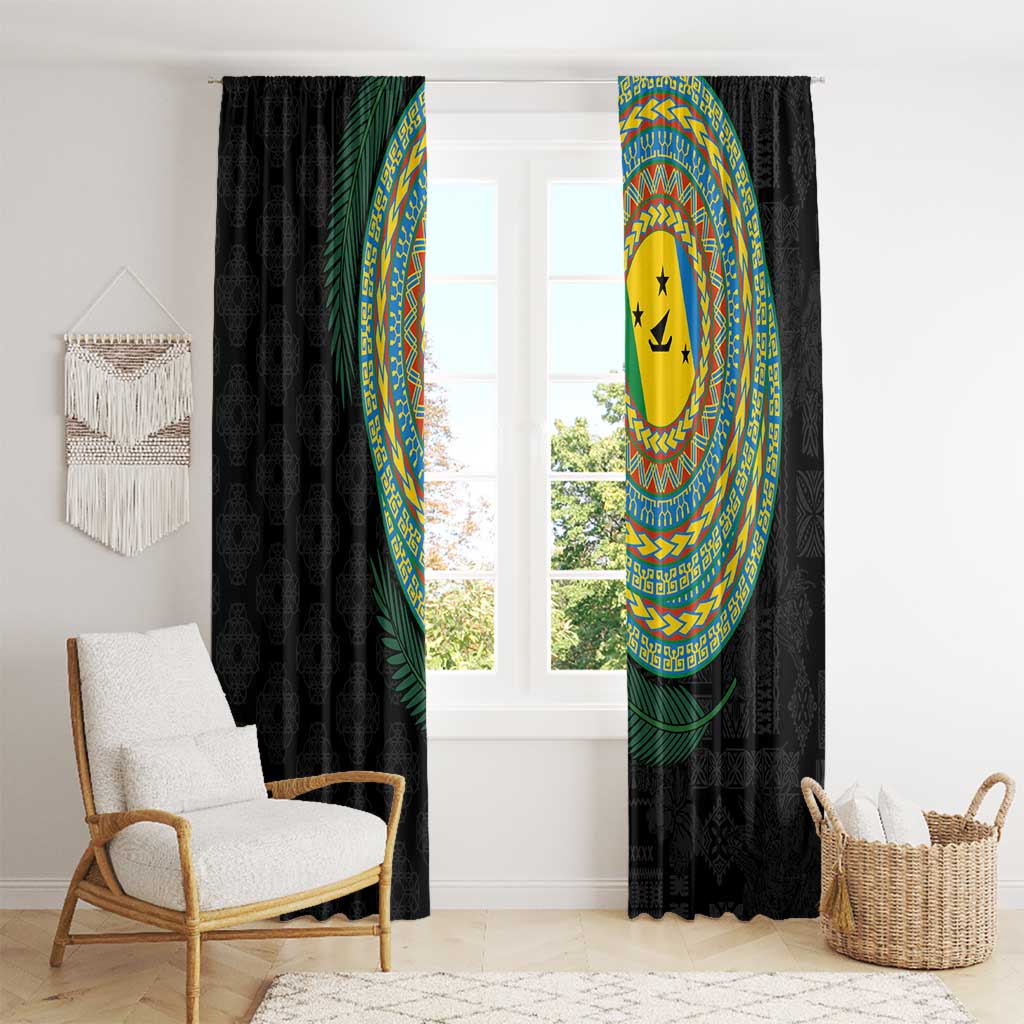Malampa Tribal Tattoo with Namele Leaves Window Curtain