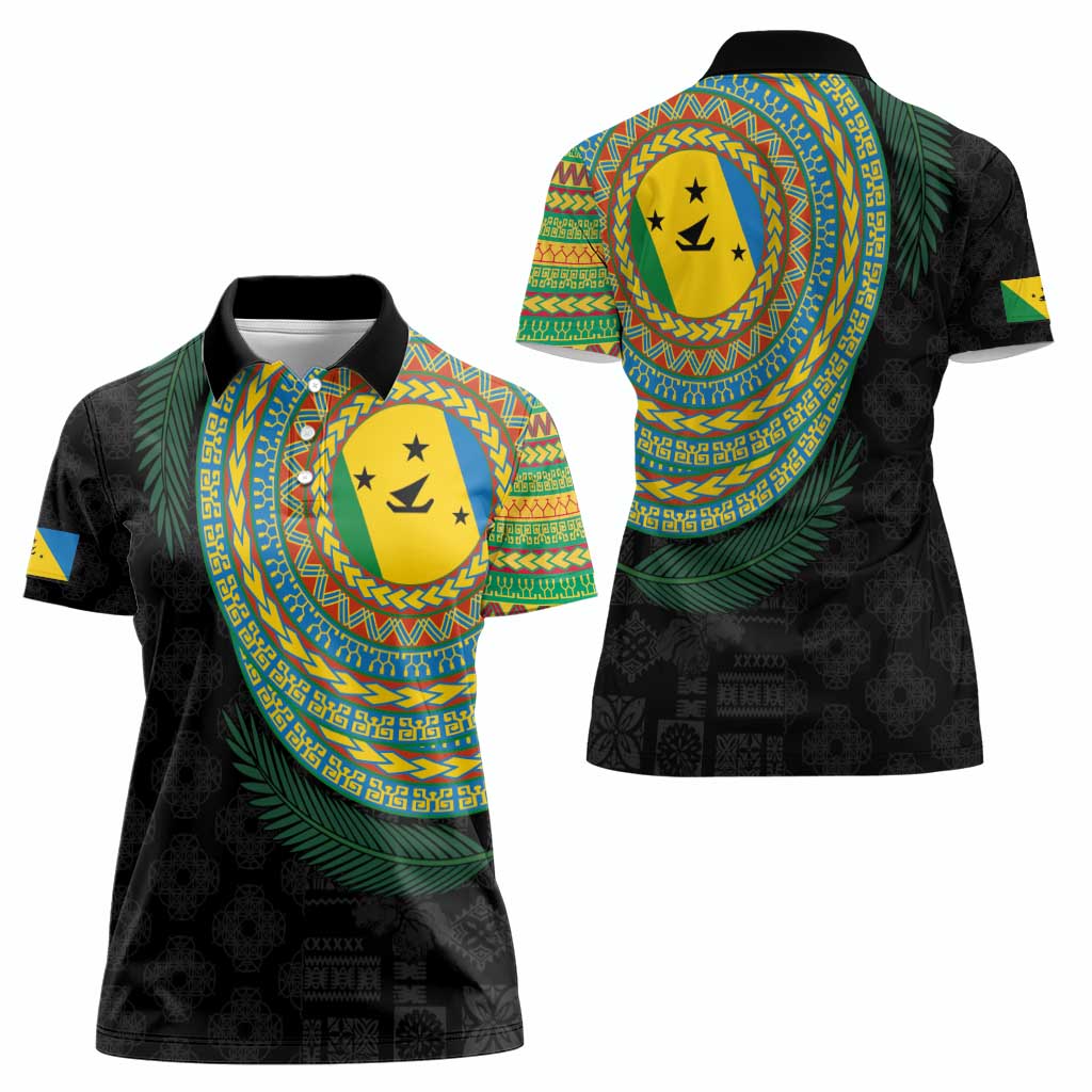 Malampa Tribal Tattoo with Namele Leaves Women Polo Shirt