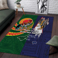 Manuʻa Islands and American Samoa Together Area Rug Rooster and Eagle Mascot National Map and Flag Style