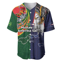 Manuʻa Islands and American Samoa Together Baseball Jersey Rooster and Eagle Mascot National Map and Flag Style