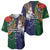 Manuʻa Islands and American Samoa Together Baseball Jersey Rooster and Eagle Mascot National Map and Flag Style