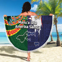 Manuʻa Islands and American Samoa Together Beach Blanket Rooster and Eagle Mascot National Map and Flag Style