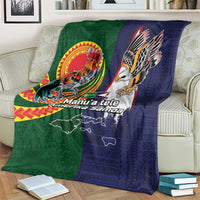 Manuʻa Islands and American Samoa Together Blanket Rooster and Eagle Mascot National Map and Flag Style