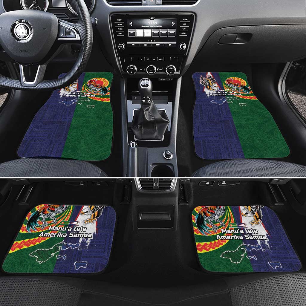 Manuʻa Islands and American Samoa Together Car Mats Rooster and Eagle Mascot National Map and Flag Style