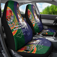 Manuʻa Islands and American Samoa Together Car Seat Cover Rooster and Eagle Mascot National Map and Flag Style