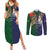 Manuʻa Islands and American Samoa Together Couples Matching Summer Maxi Dress and Long Sleeve Button Shirt Rooster and Eagle Mascot National Map and Flag Style