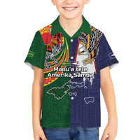 Manuʻa Islands and American Samoa Together Family Matching Tank Maxi Dress and Hawaiian Shirt Rooster and Eagle Mascot National Map and Flag Style