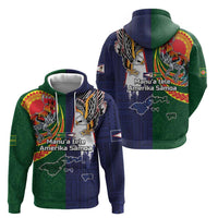 Manuʻa Islands and American Samoa Together Hoodie Rooster and Eagle Mascot National Map and Flag Style