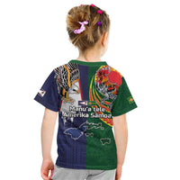 Manuʻa Islands and American Samoa Together Kid T Shirt Rooster and Eagle Mascot National Map and Flag Style