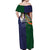 Manuʻa Islands and American Samoa Together Off Shoulder Maxi Dress Rooster and Eagle Mascot National Map and Flag Style