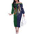 Manuʻa Islands and American Samoa Together Off The Shoulder Long Sleeve Dress Rooster and Eagle Mascot National Map and Flag Style