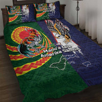 Manuʻa Islands and American Samoa Together Quilt Bed Set Rooster and Eagle Mascot National Map and Flag Style