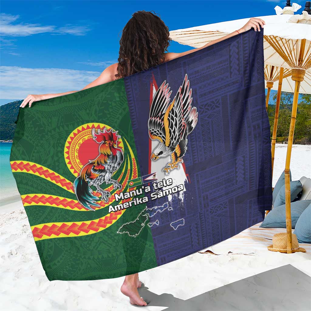 Manuʻa Islands and American Samoa Together Sarong Rooster and Eagle Mascot National Map and Flag Style