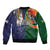 Manuʻa Islands and American Samoa Together Sleeve Zip Bomber Jacket Rooster and Eagle Mascot National Map and Flag Style